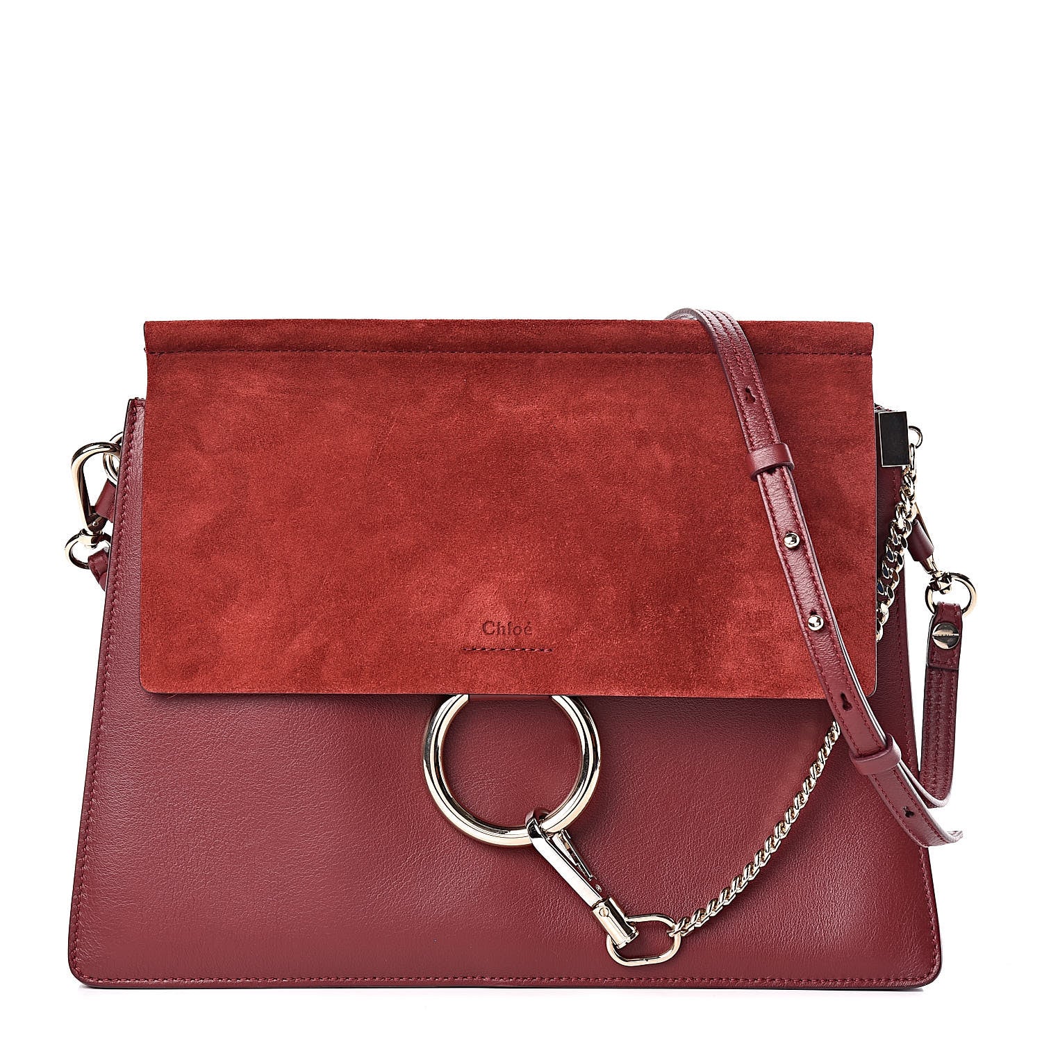 Chloe Calfskin Suede Medium Faye Shoulder Bag Plum Purple 1 of 11