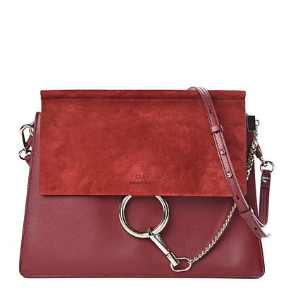 Chloe Calfskin Suede Medium Faye Shoulder Bag Plum Purple 1 of 11