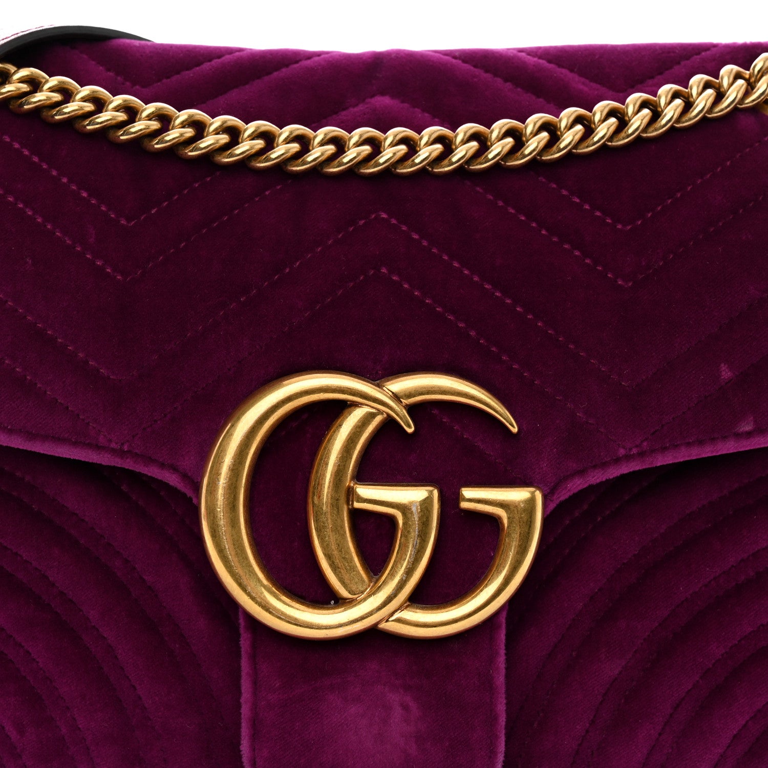 Gucci Velvet Matelasse Medium GG Marmont Shoulder Bag Fuchsia Violet Cyclamen 8 of 14