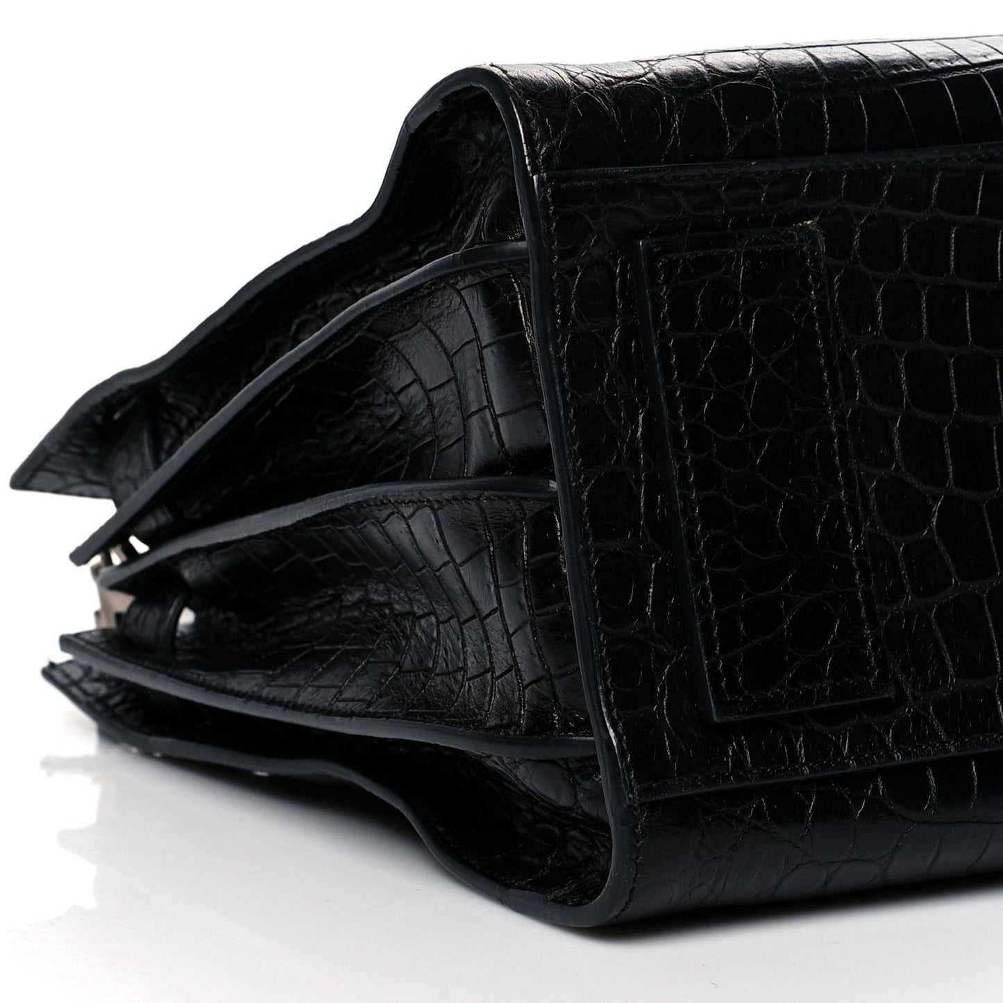 Calfskin Crocodile Embossed Small Supple Sac de Jour Black