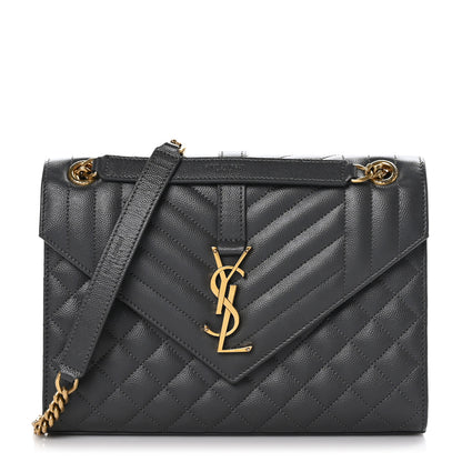 Saint Laurent Grain De Poudre Textured Mixed Matelasse Medium Triquilt Monogram Satchel Earth 1 of 8