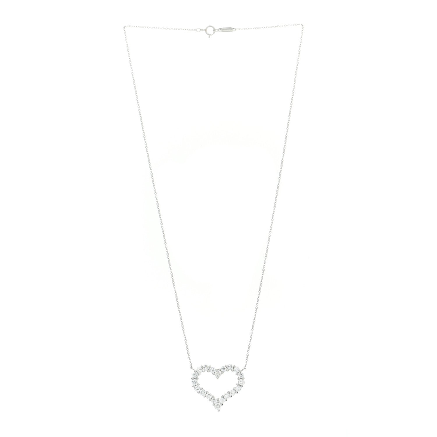 Tiffany Platinum Diamond 1.96ctw Heart Pendant Necklace 2 of 5