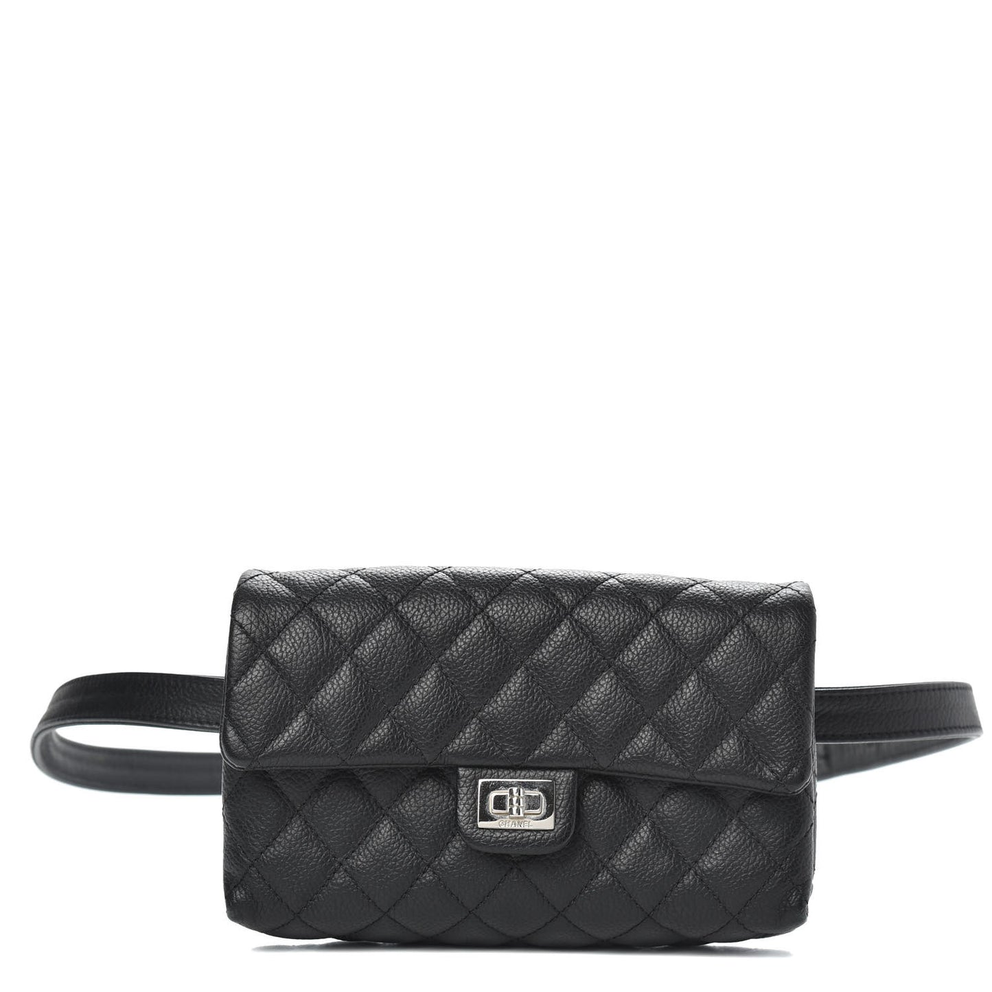 Grained Calfskin Quilted 2.55 Reissue Flap Belt Bag Clutch Black