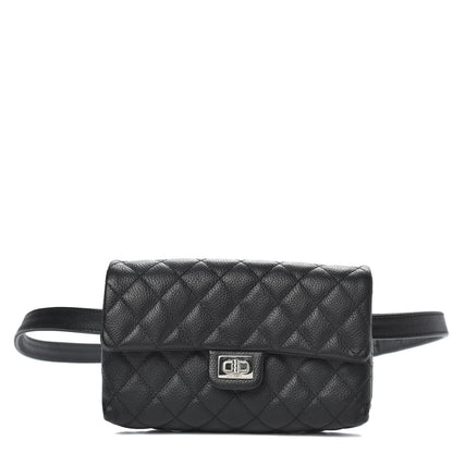 Chanel Grained Calfskin Quilted 2.55 Reissue Flap Belt Bag Clutch Black 1 of 11