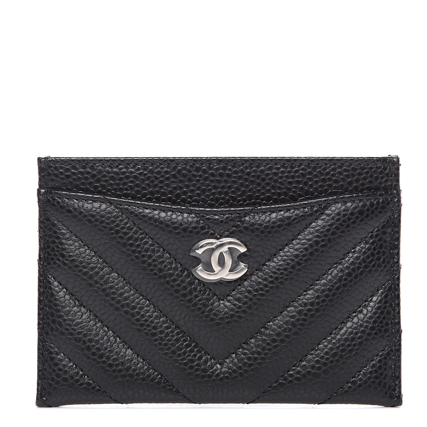 Chanel Caviar Chevron Quilted Card Holder Black 1 of 8