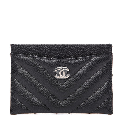 Chanel Caviar Chevron Quilted Card Holder Black 1 of 8