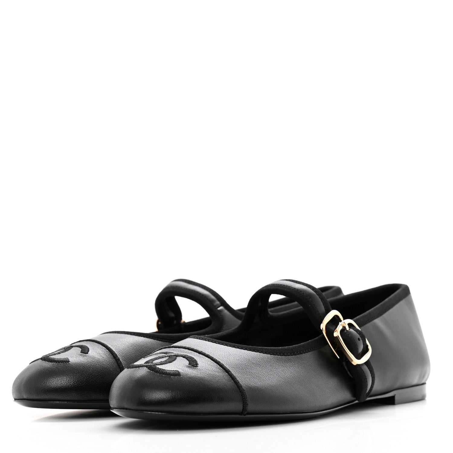 Chanel Lambskin Mary Jane Flats 37.5 Black 4 of 10