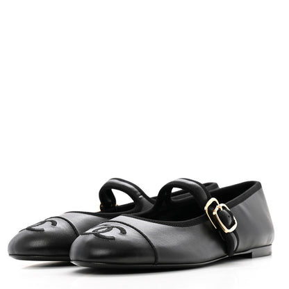 Chanel Lambskin Mary Jane Flats 37.5 Black 4 of 10