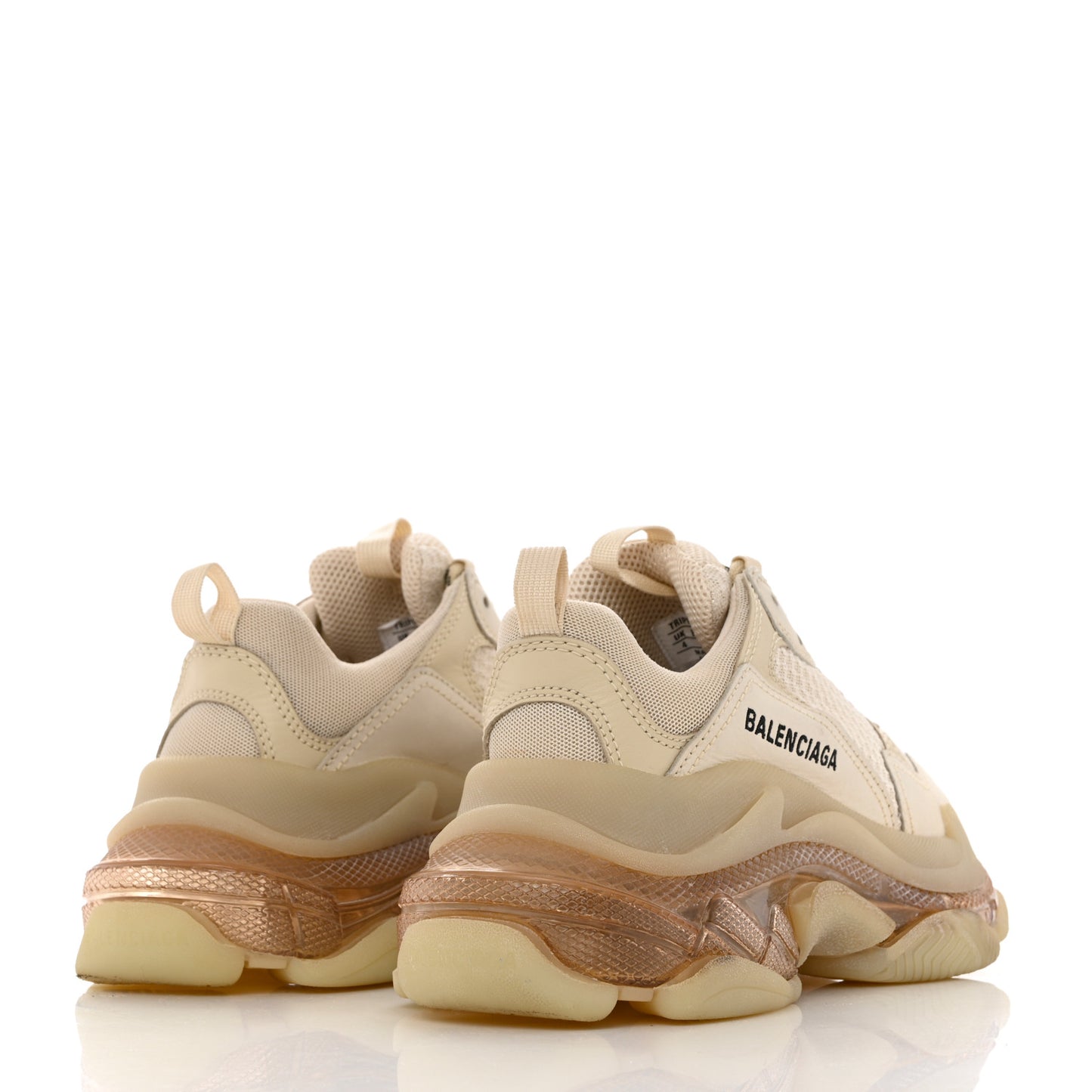 Fabric Mesh Clear Sole Womens Triple S Sneakers 37 Beige