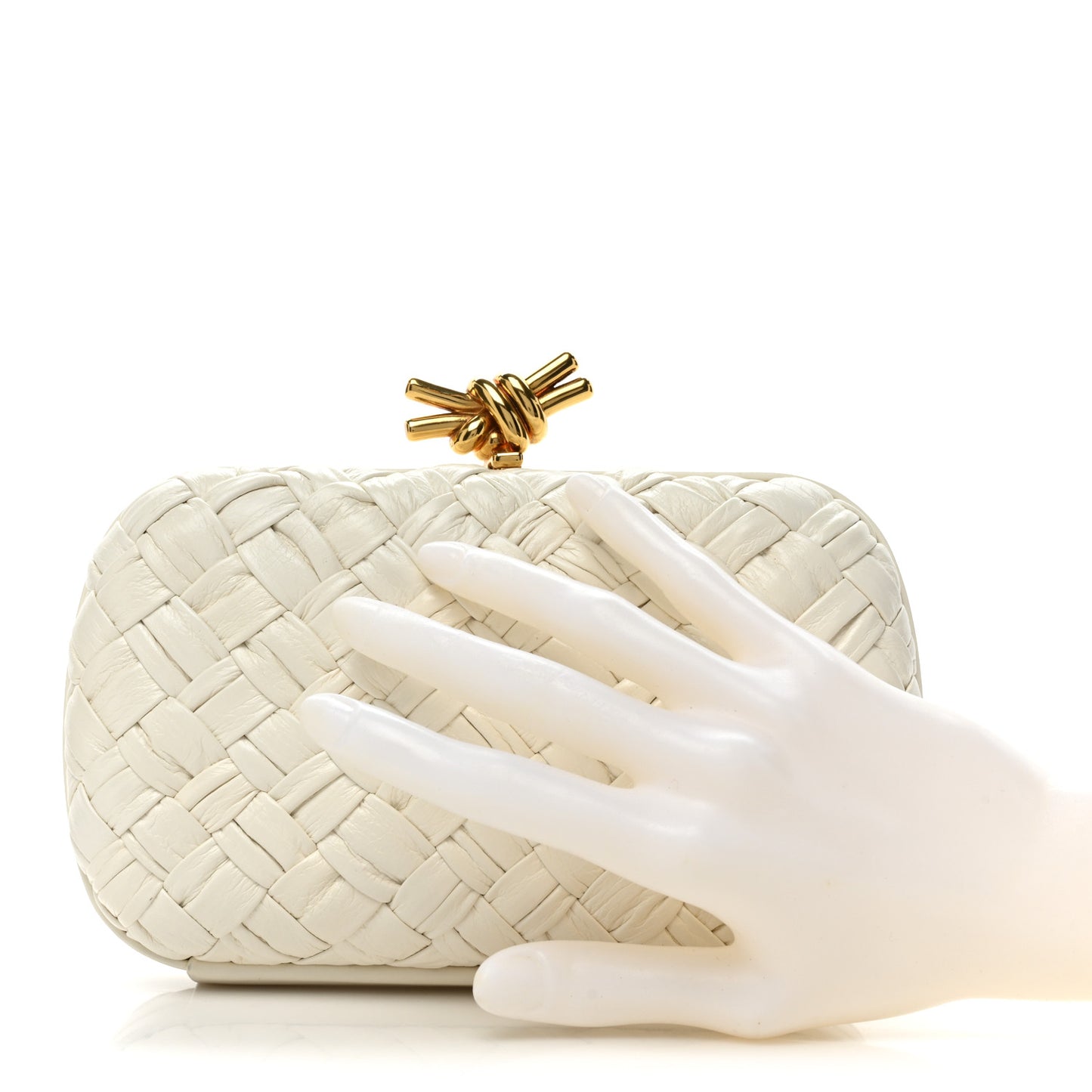 Foulard Intrecciato Minaudiere Knot Clutch Bone