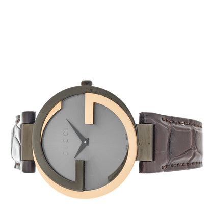 Gucci Stainless Steel Alligator 37mm Interlocking G Quartz Watch Brown 2 of 5