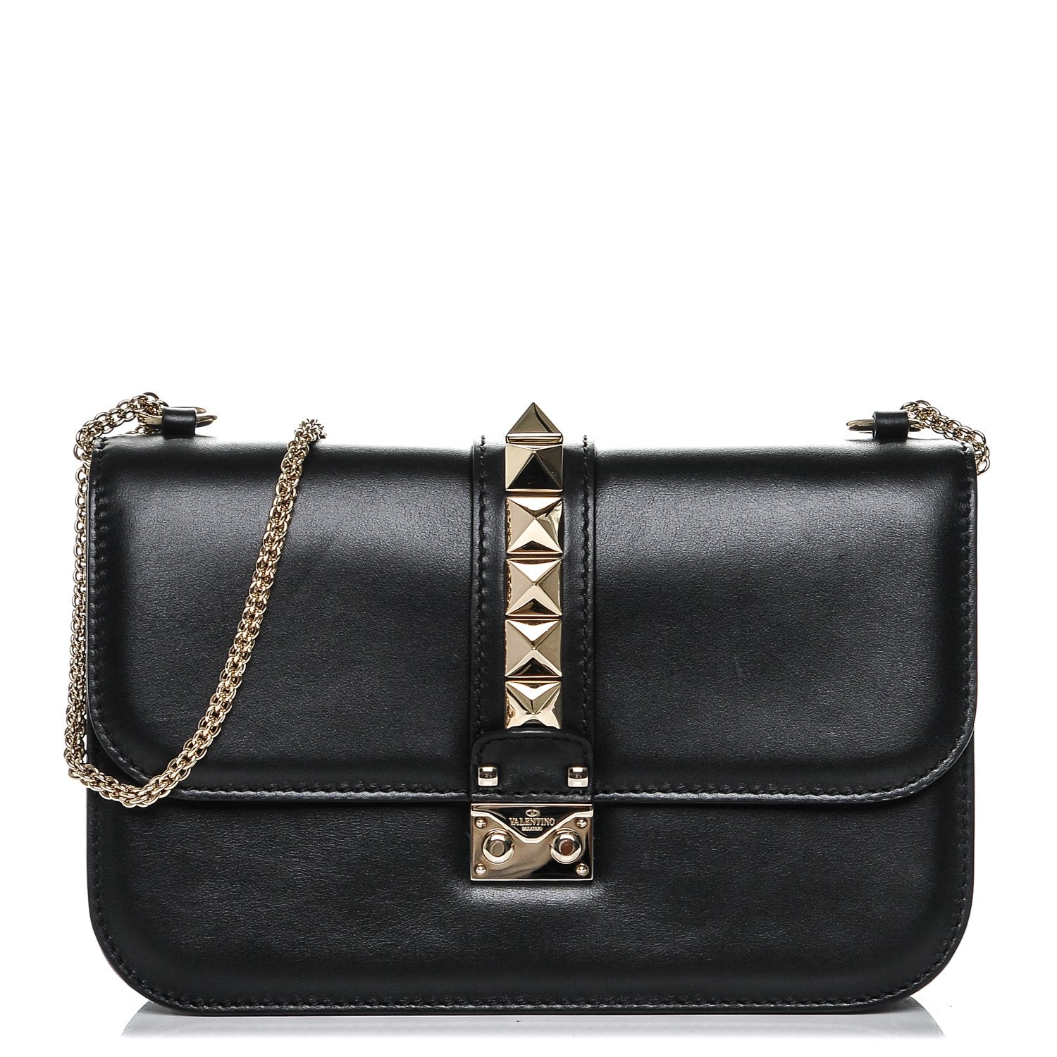 Valentino Garavani Vitello Medium Glam Lock Rockstud Flap Black 1 of 6