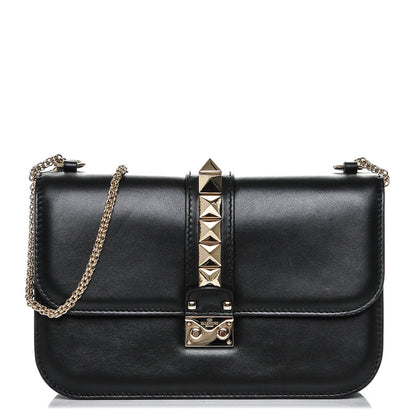 Valentino Garavani Vitello Medium Glam Lock Rockstud Flap Black 1 of 6