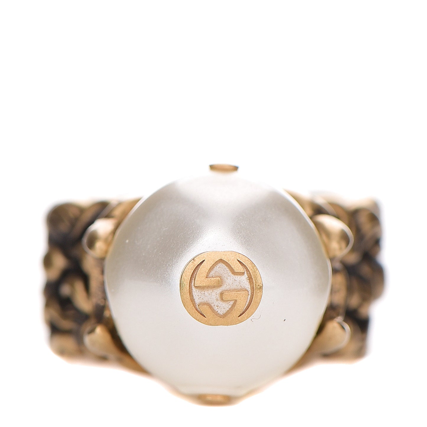 Metal Pearl Ring 15 55 Aged Gold