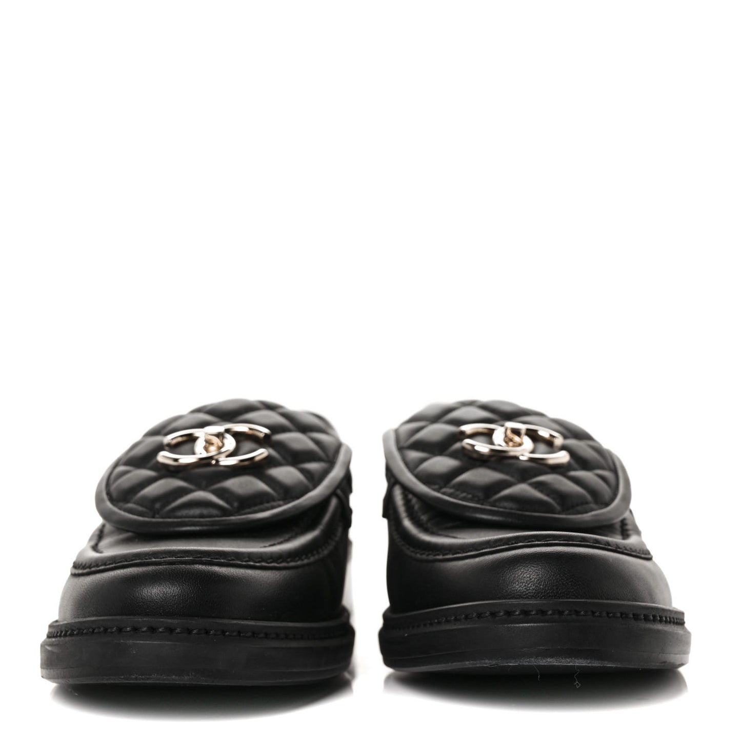Lambskin Quilted CC Turnlock Loafers 40 Black
