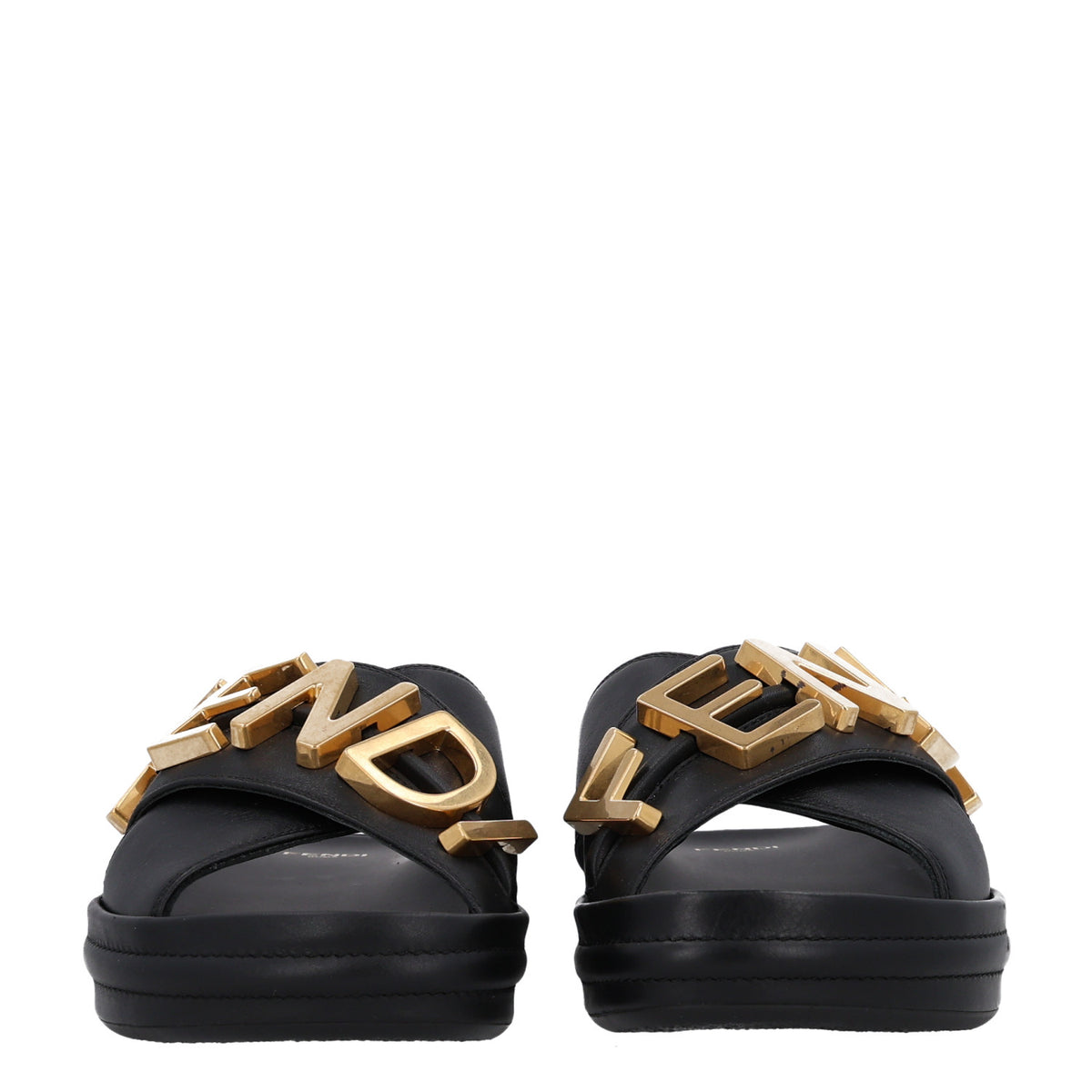 Vitello Womens Fendigraphy Slide Sandals 36 Black