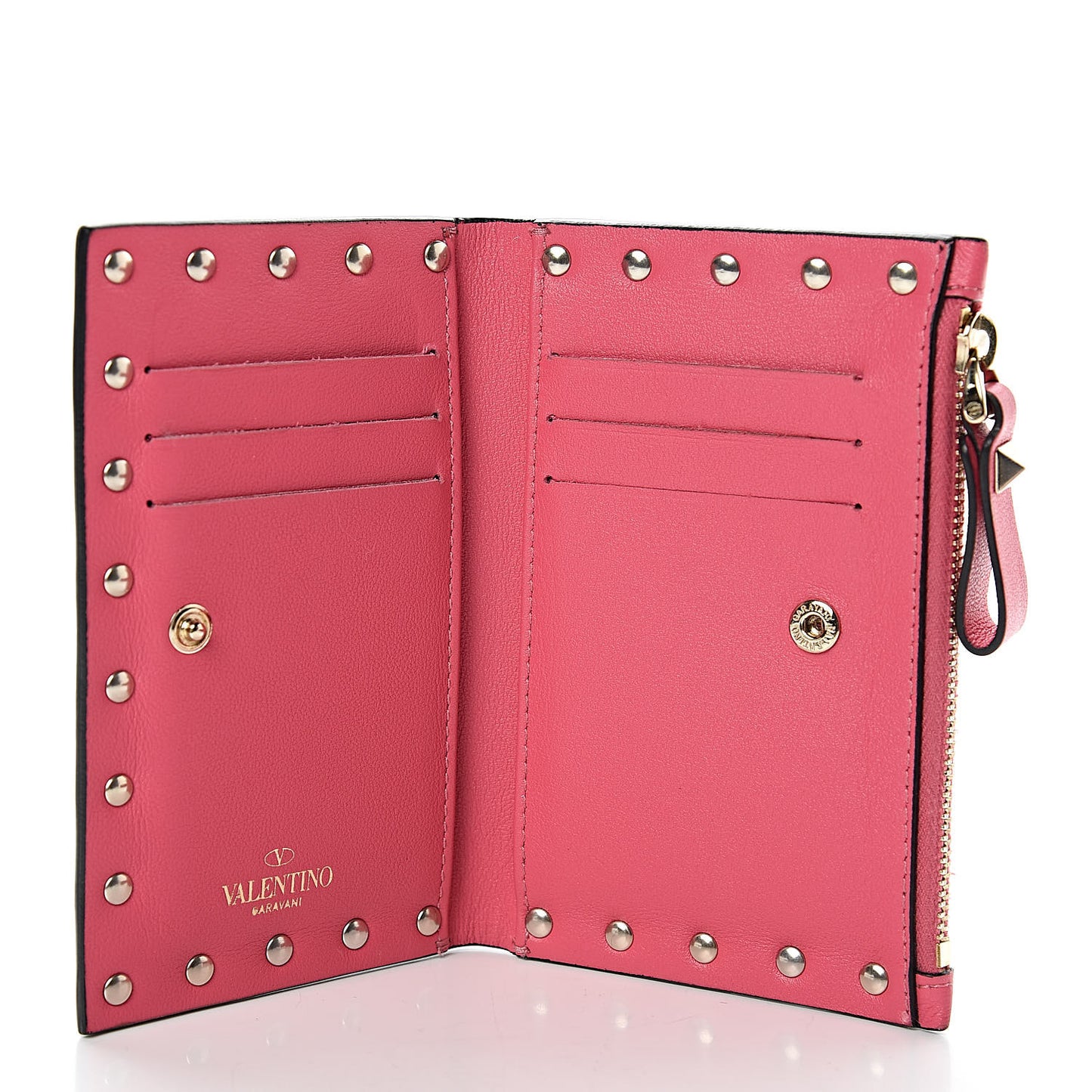 Vitello Rockstud Coin Case Card Holder Shadow Pink