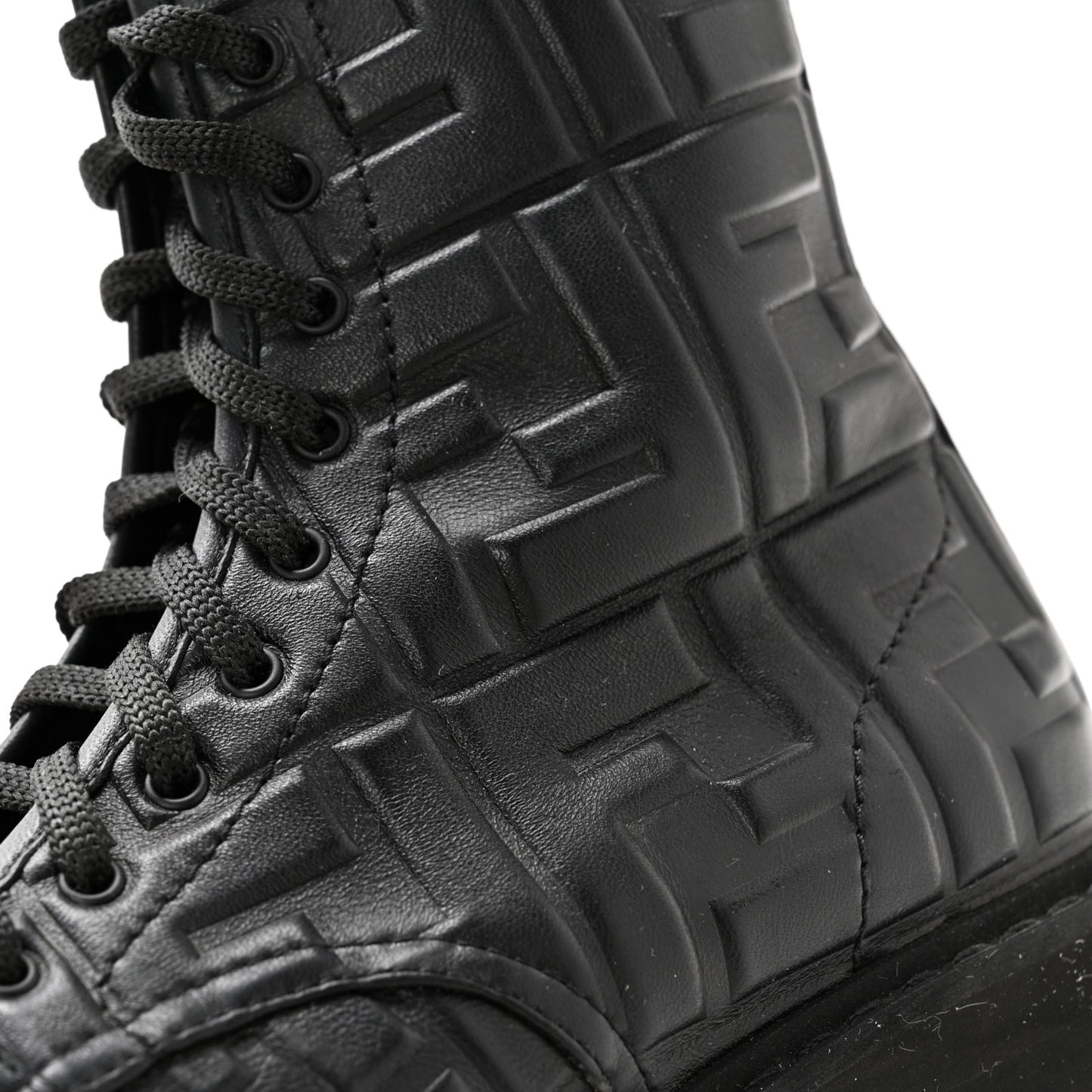 Nappa FF Embossed Womens Biker Boots 38.5 Black