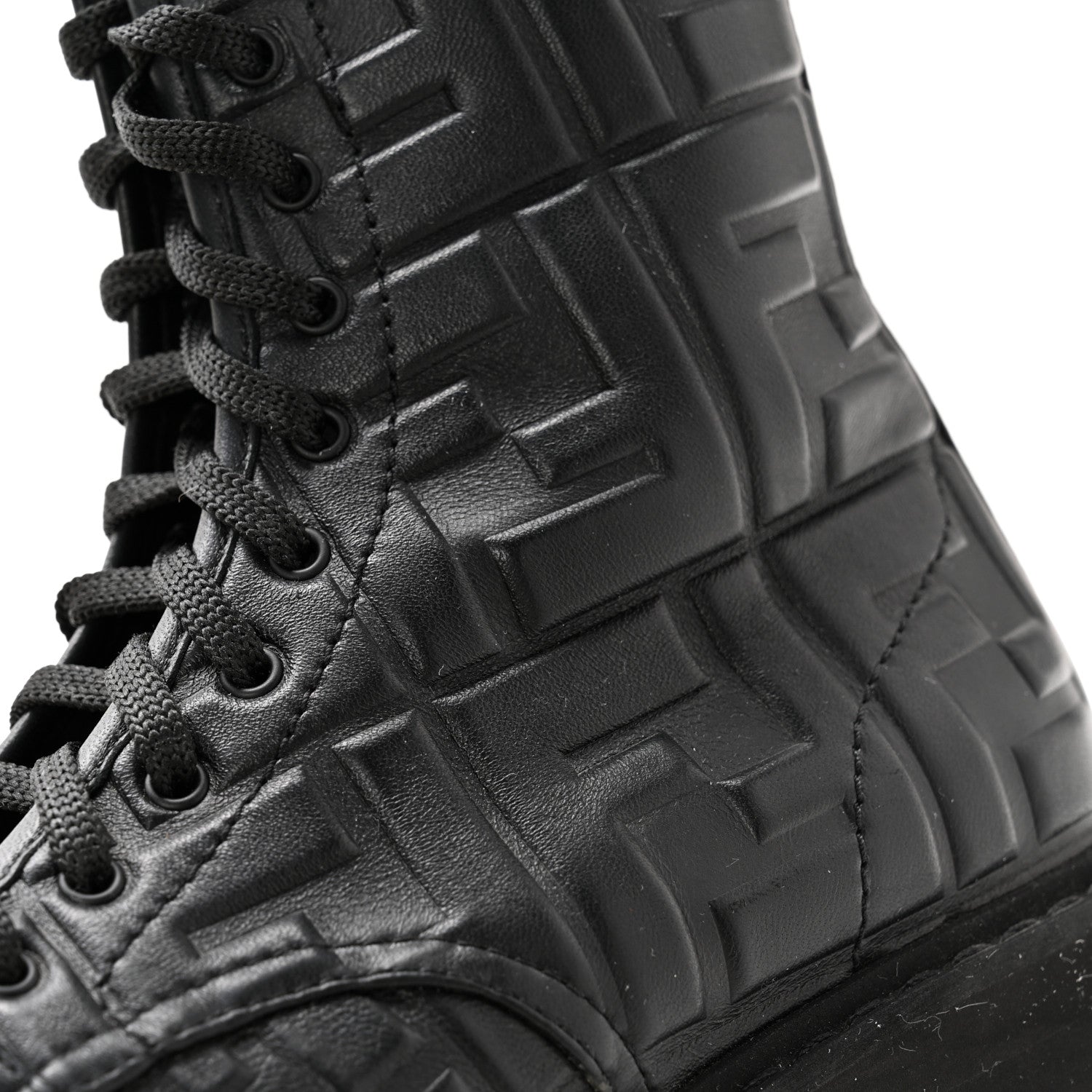 Fendi Nappa FF Embossed Womens Biker Boots 38.5 Black 8 of 11