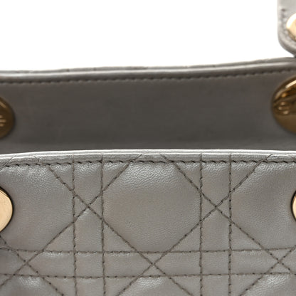 Christian Dior Metallic Lambskin Cannage Medium Lady Dior Silver 13 of 15