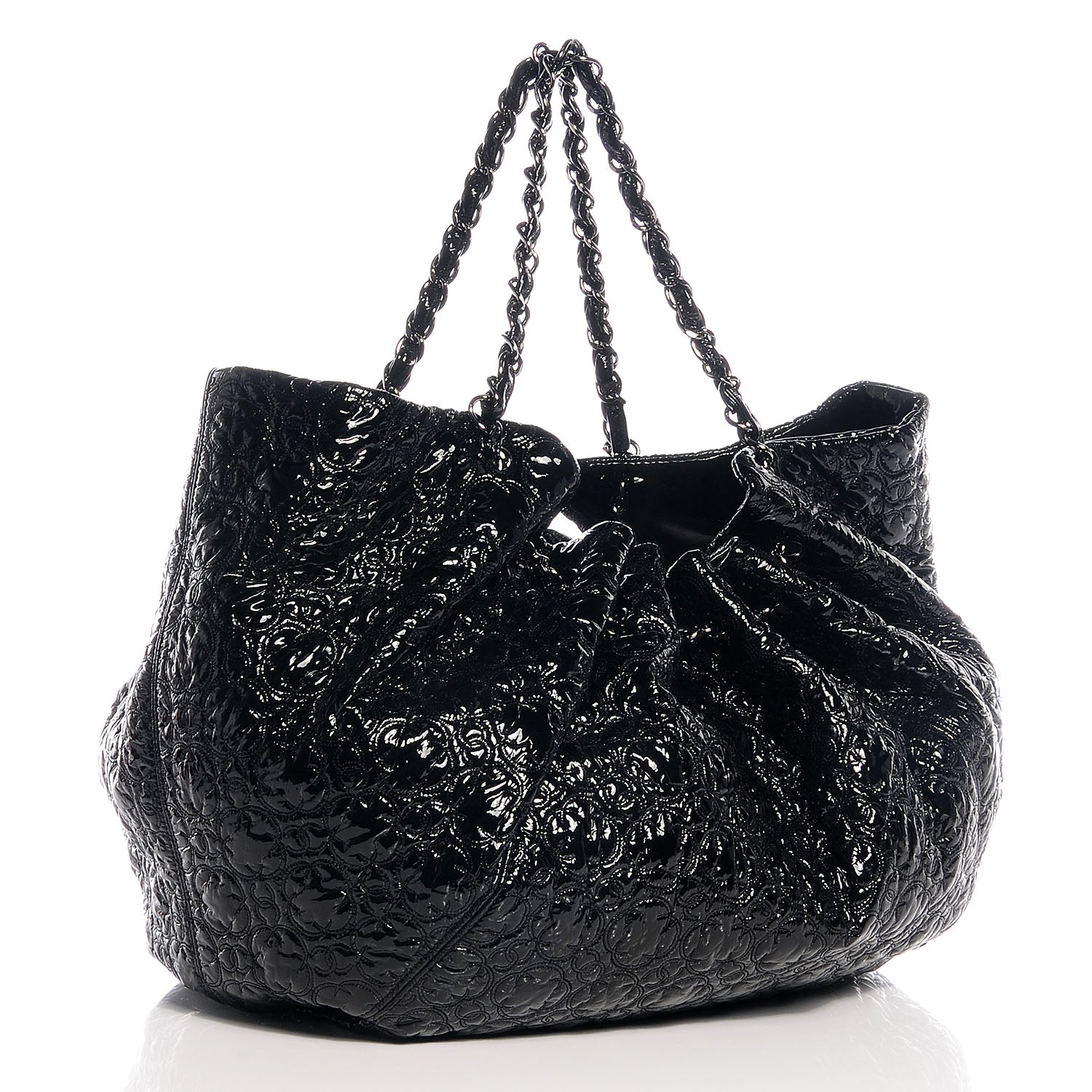 Chanel Vinyl Graphic Edge Tote Black 3 of 7