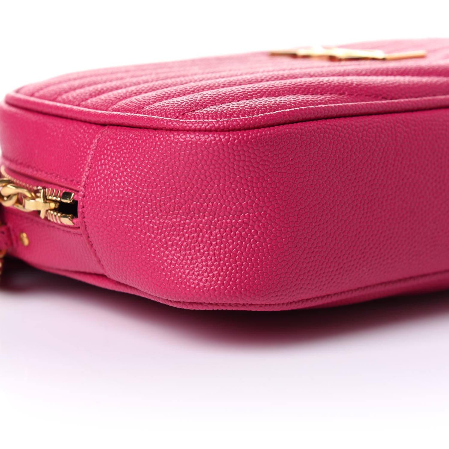 Saint Laurent Grain De Poudre Matelasse Monogram Mini Lou Camera Bag Fuchsia 9 of 11