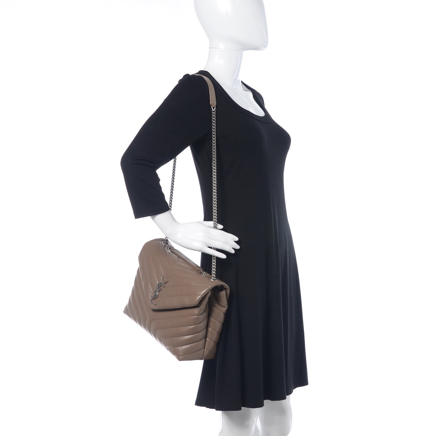 Calfskin Y Quilted Monogram Medium Loulou Chain Satchel Asphalt