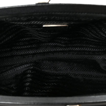 Prada Tessuto Nylon Saffiano Kisslock Shoulder Bag Black 5 of 10