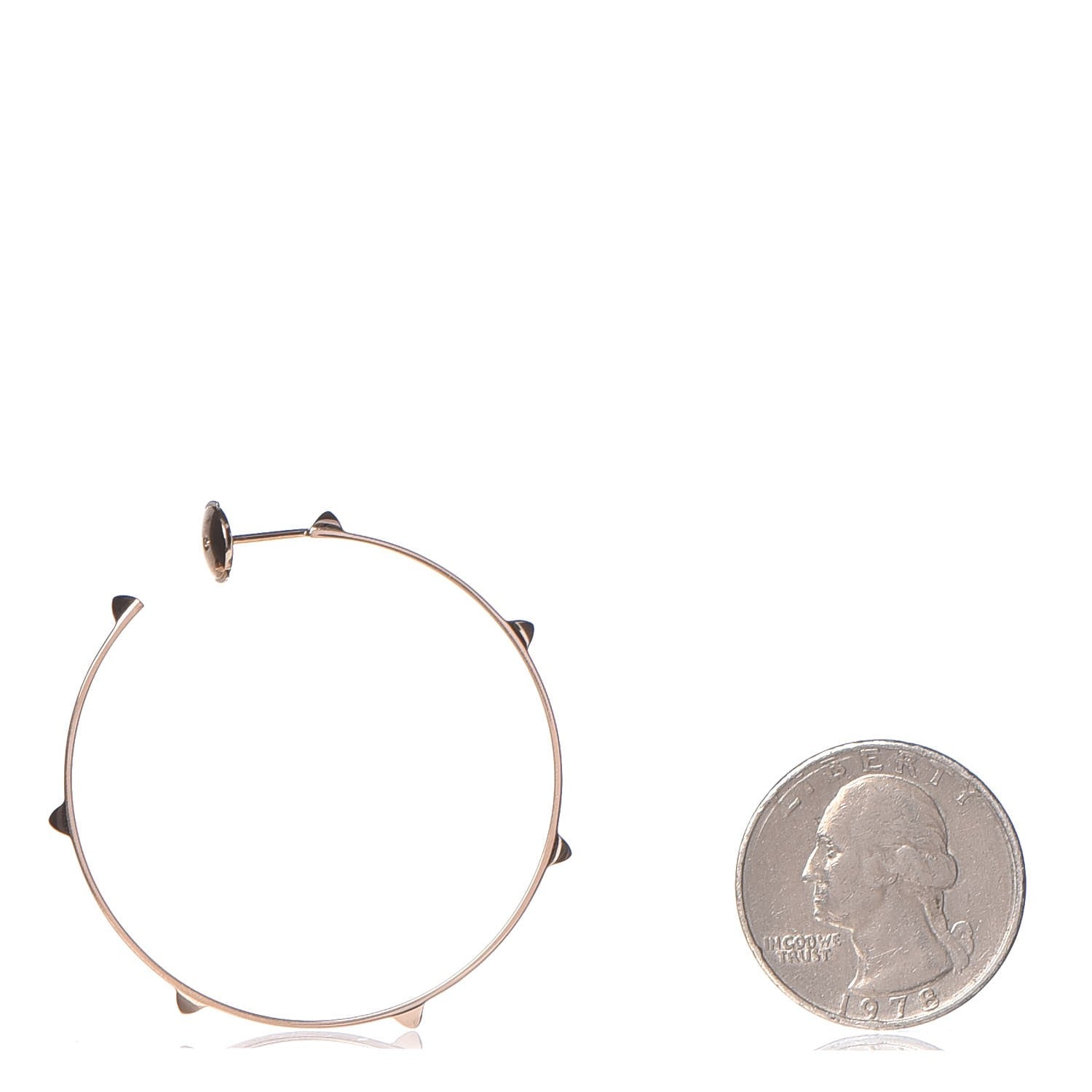 Hermes 18K Rose Gold Mini Clous Hoop Earrings 2 of 6