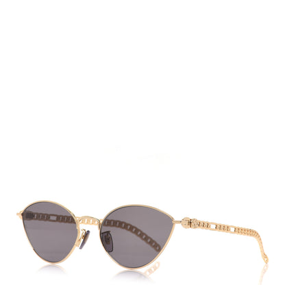 Gucci Metal Chain Cat Eye GG0977S Sunglasses Gold Grey 1 of 12