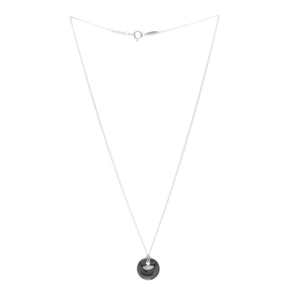 Tiffany Sterling Silver Hematite 13mm Elsa Peretti Round Disc Pendant Necklace 3 of 5