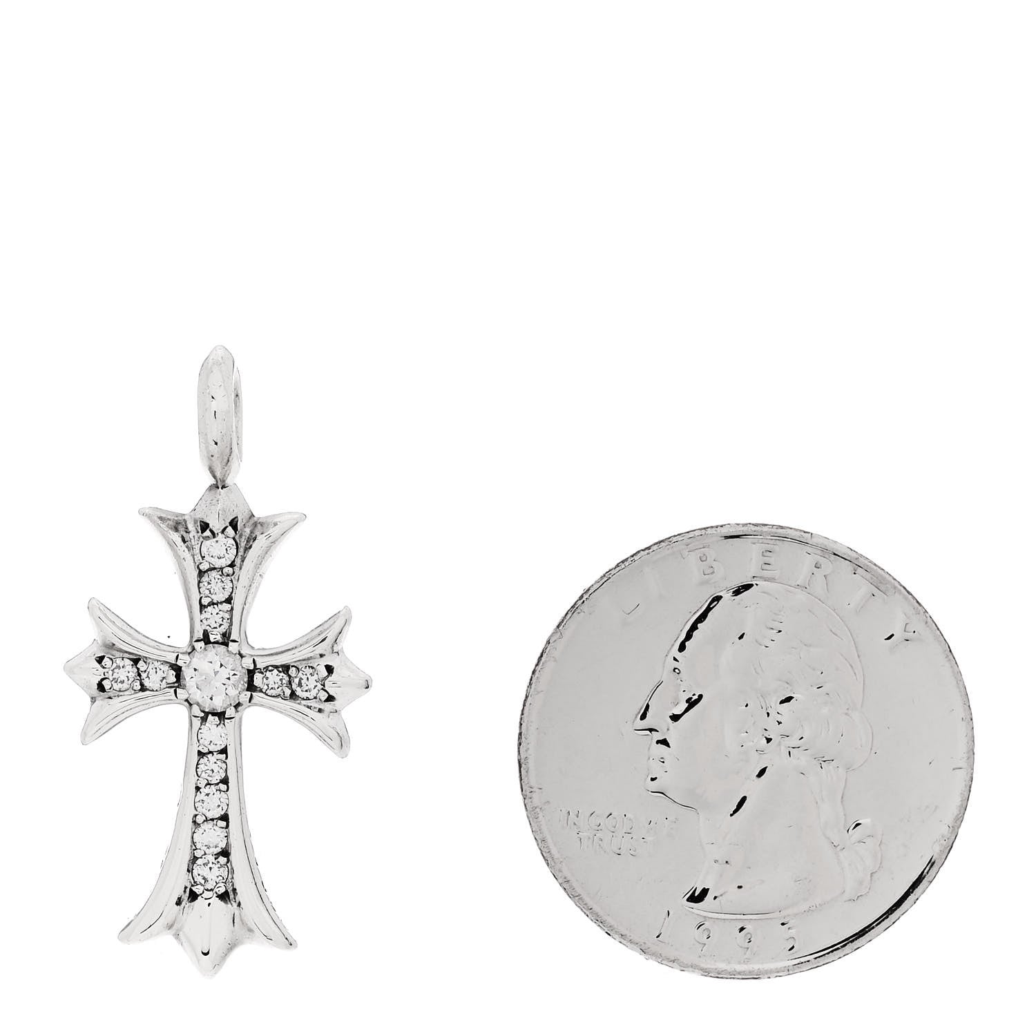 Chrome Hearts Sterling Silver Diamond CH Cross Pendant 2 of 5