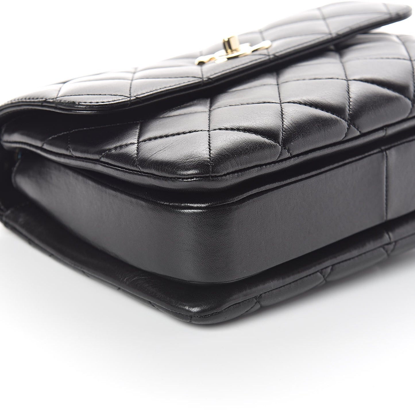 Lambskin Quilted Small Trendy CC Dual Handle Flap Bag Black