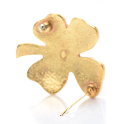 Chanel Enamel Clover Brooch Pink Gold 5 of 7