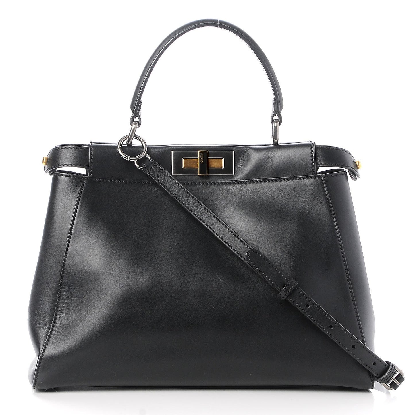 Vitello Suede Medium Peekaboo Iconic Satchel Black