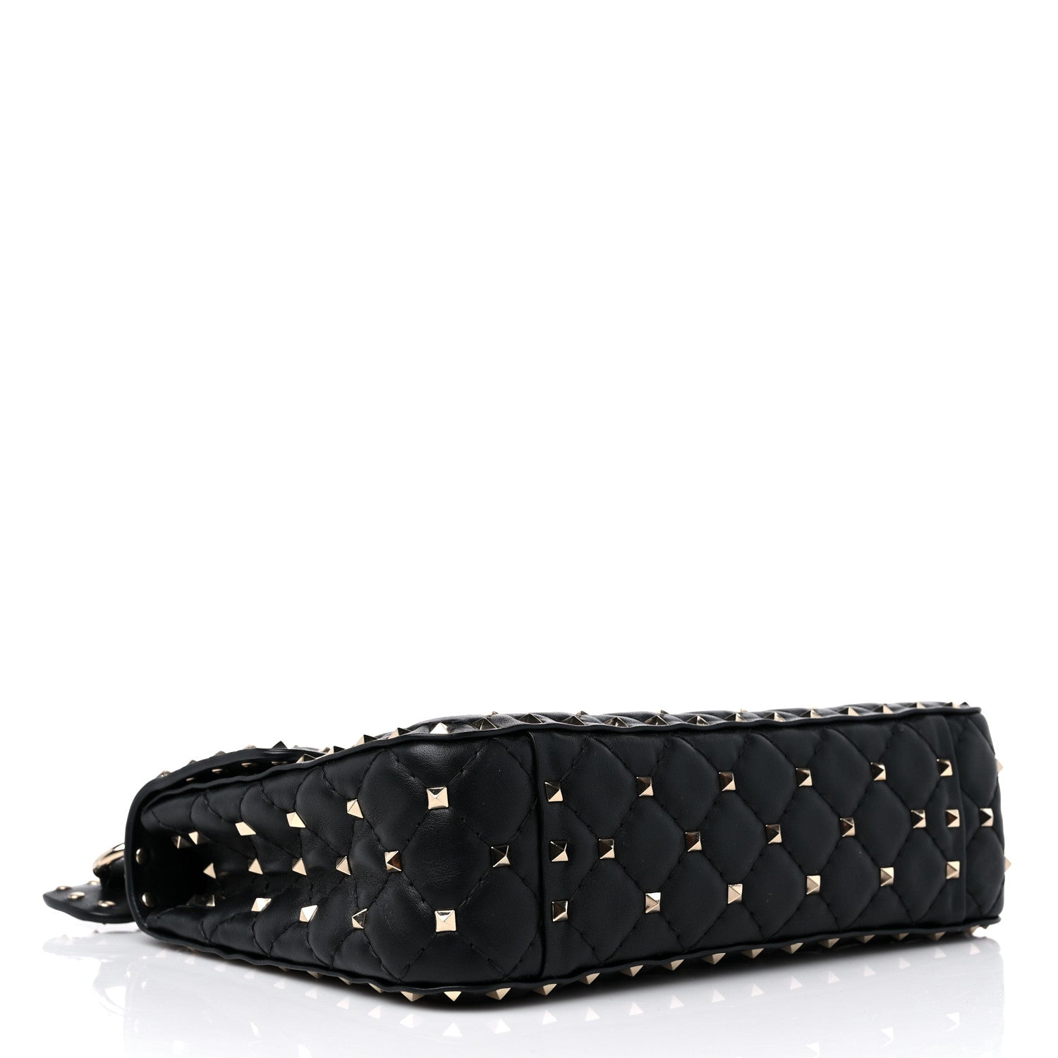 Valentino Garavani Lambskin Vlogo Print Medium Rockstud Spike Shoulder Bag Black 4 of 9