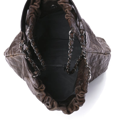 Chanel Distressed Glazed Caviar Quilted Large Elastic Tote Brown 4 of 8