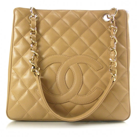 Caviar Petit Shopping Tote PST Beige