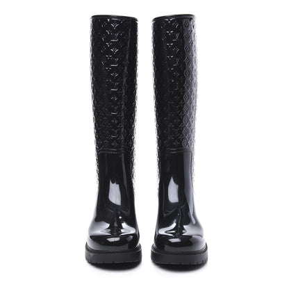 Louis Vuitton Rubber Embossed Monogram Splash Rain Boots 38 Black 5 of 8