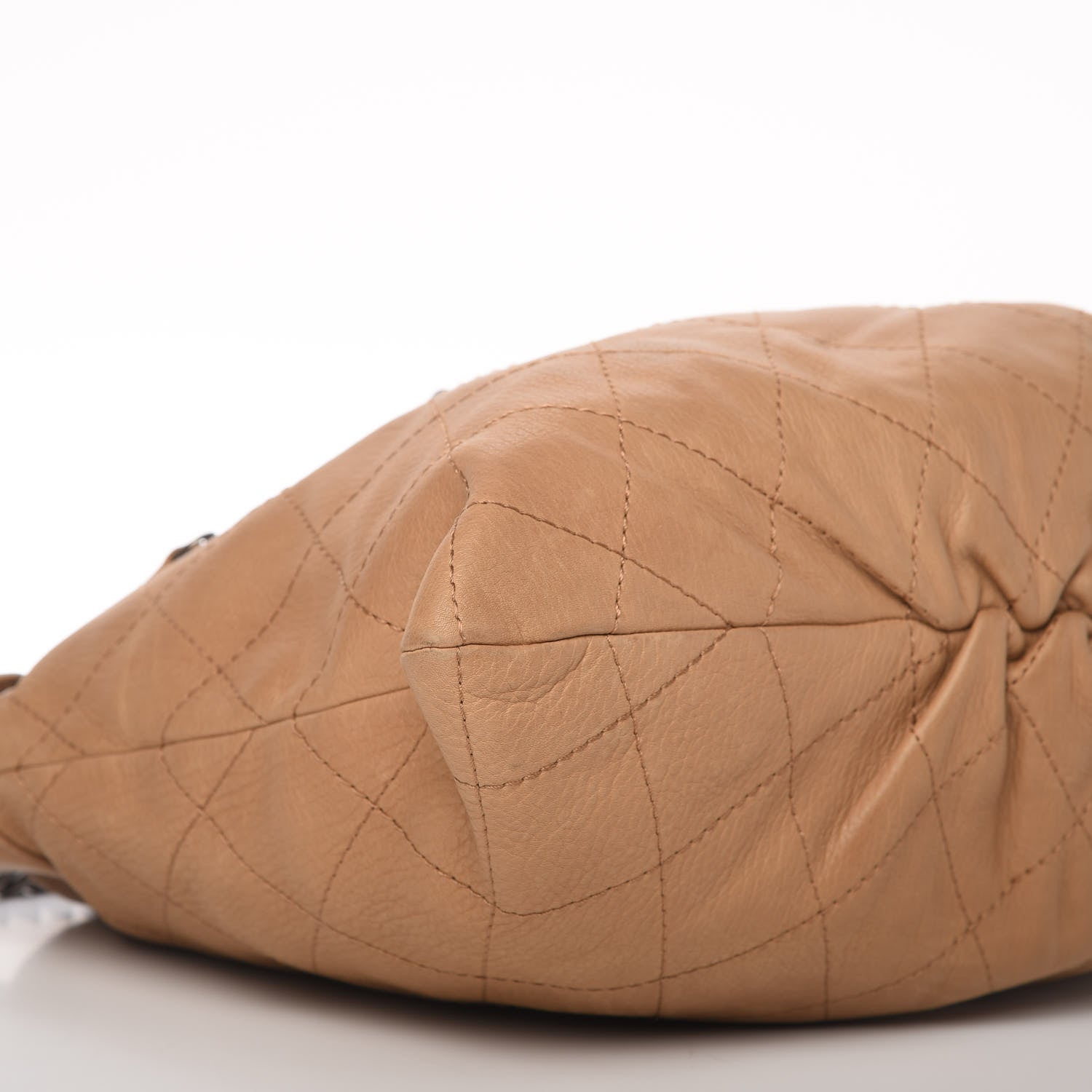 Chanel Calfskin Stitched Double Zip Hobo Beige 6 of 10