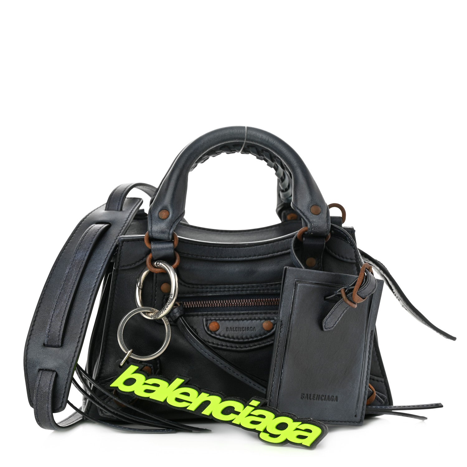 Balenciaga Used Calfskin Rust Hardware Mini Neo Classic City Navy 1 of 10