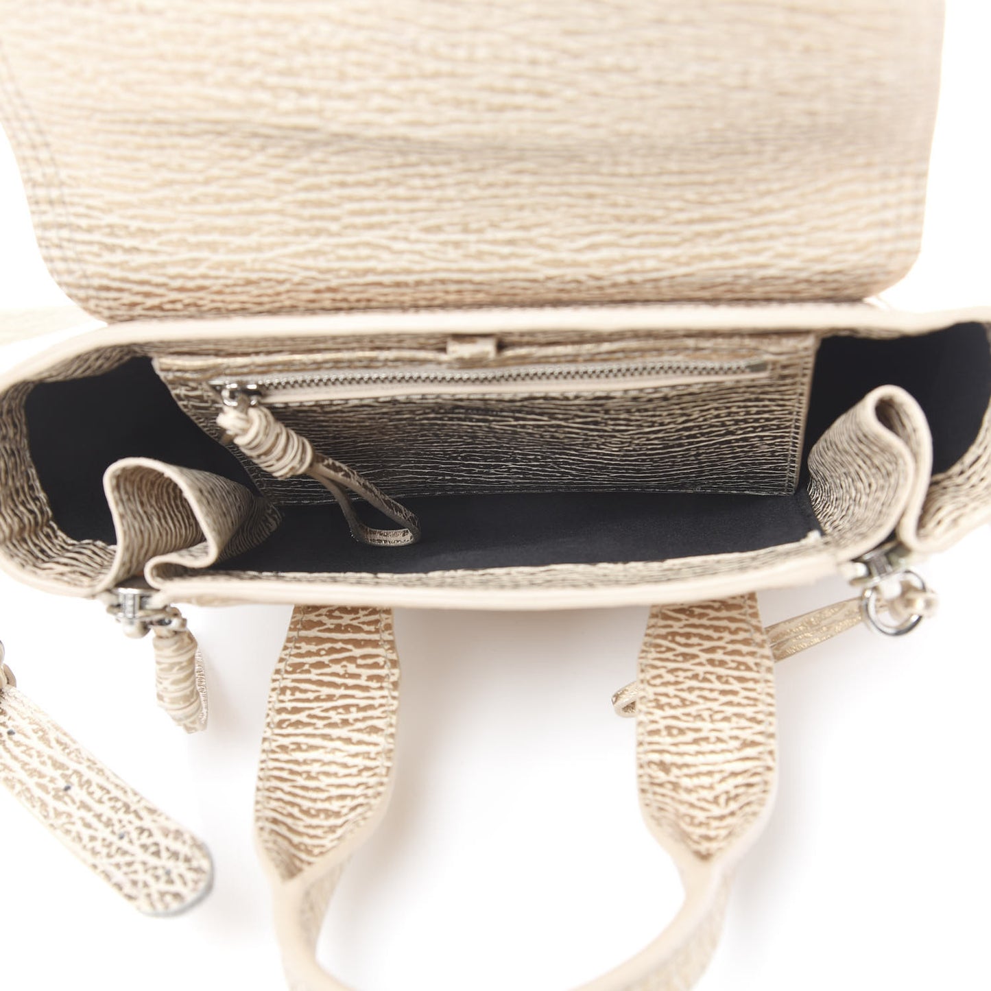 3.1 Textured Calfskin Mini Pashli Satchel Nude Platinum