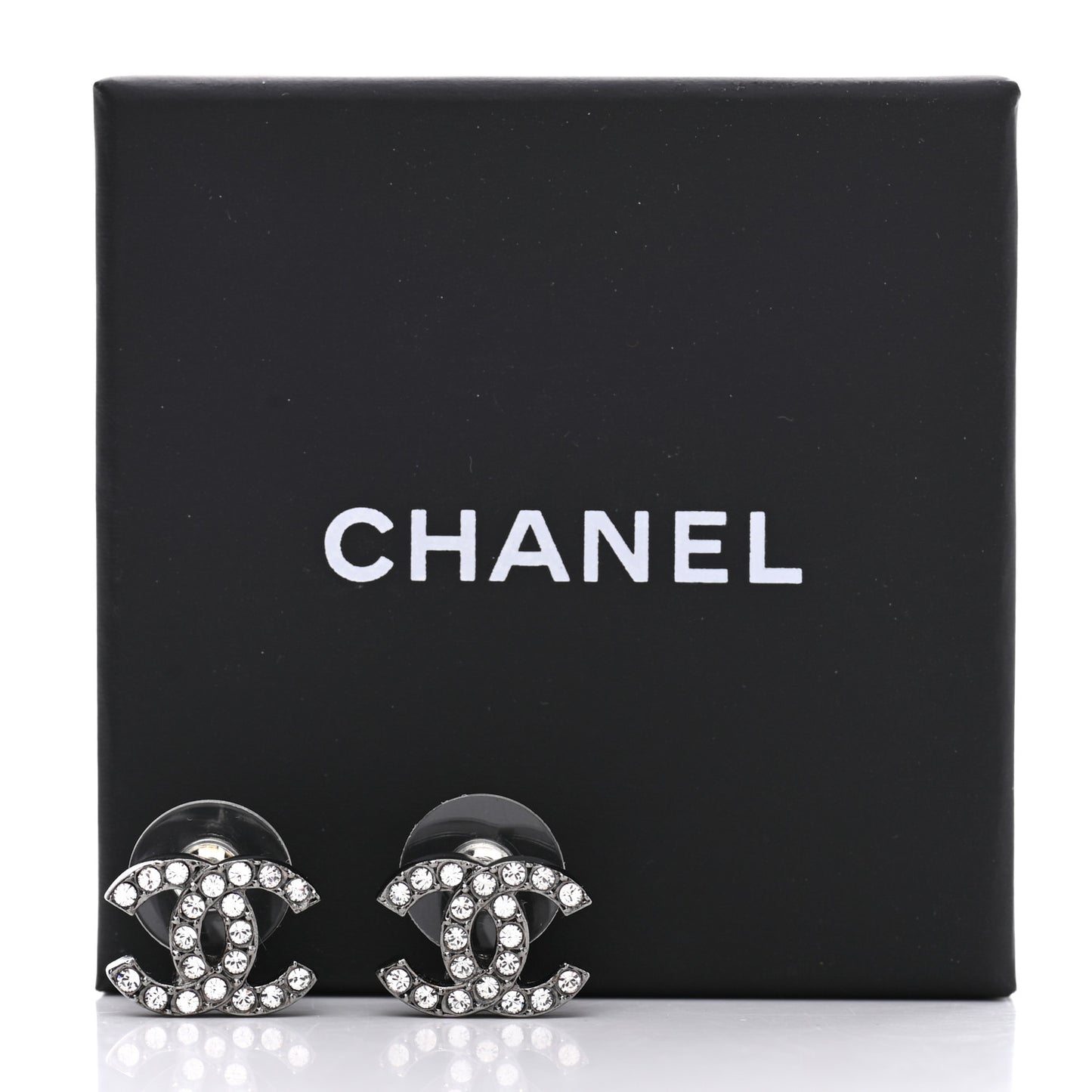 Ruthenium Crystal CC Stud Earrings