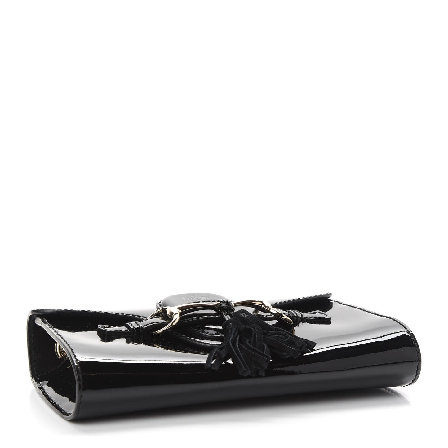 Patent Small Emily Chain Shoulder Bag Black