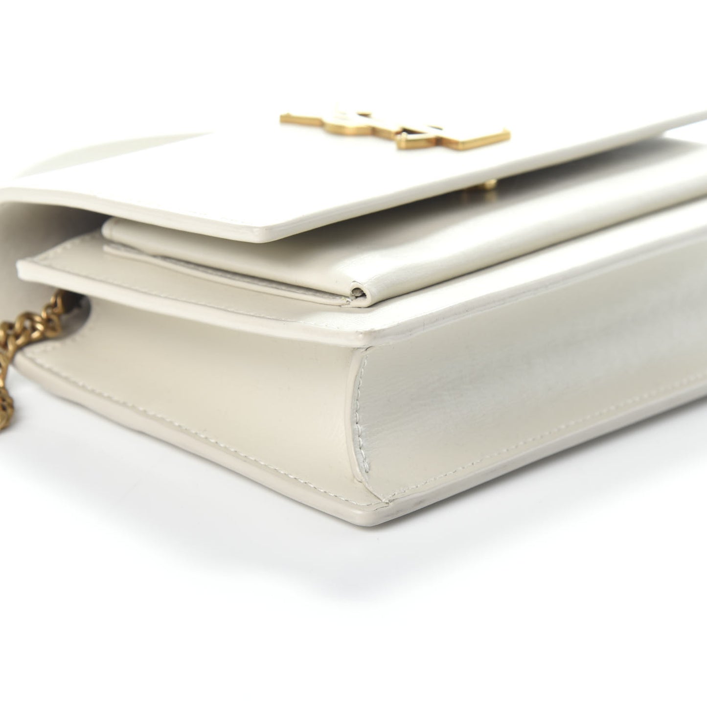 Calfskin Monogram Sunset Chain Wallet Blanc Vintage
