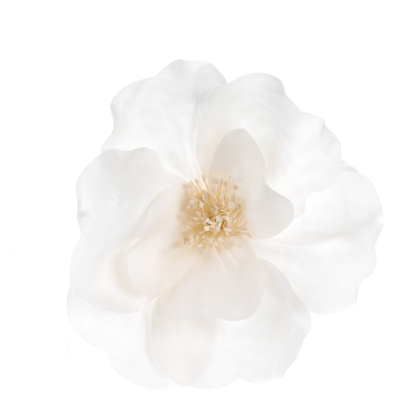 Satin Camellia Pin Brooch White