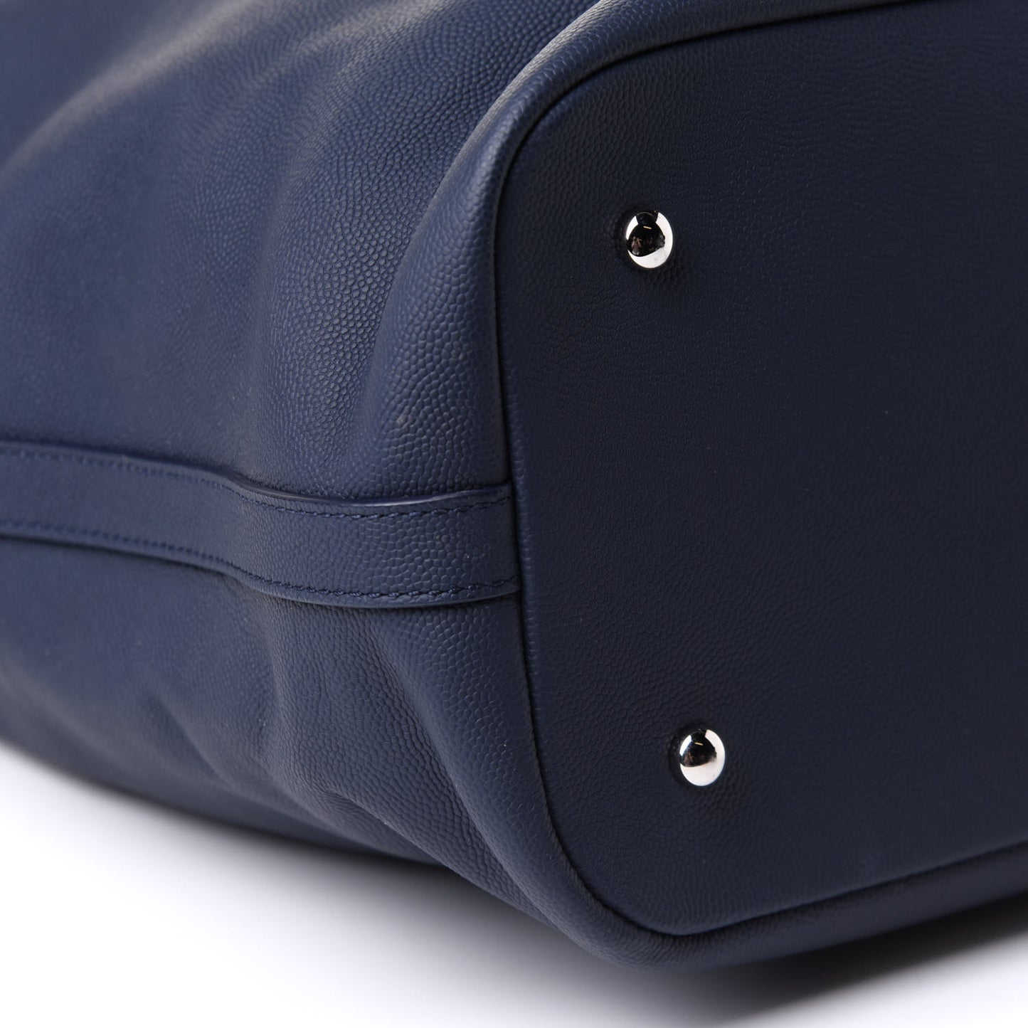 Grained Calfskin Large Coco Eyelets Shopping Tote Navy