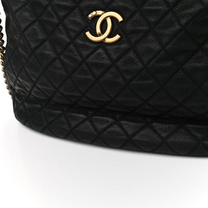 Chanel Iridescent Caviar Quilted Country Chic Hobo Black 14 of 14