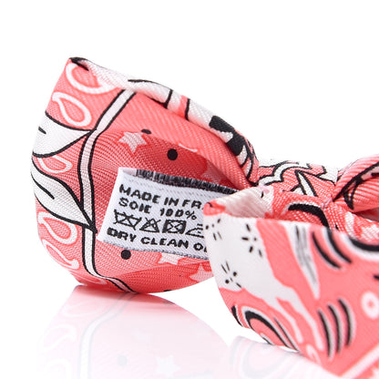 Hermes Silk Peuple Du Vent Bandana Twill Bow Tie Rose Malabar Black White 5 of 6
