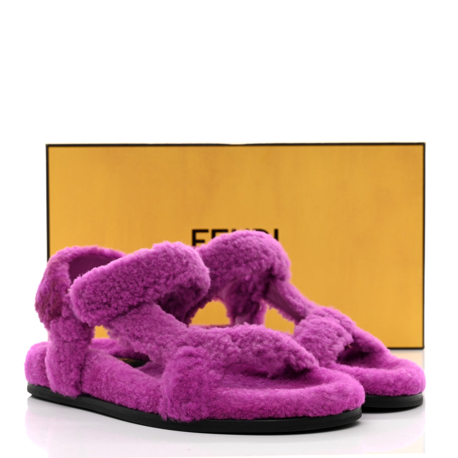 Fendi Shearling FF Fendi Feel Sandals 38 Bouganville 9 of 9